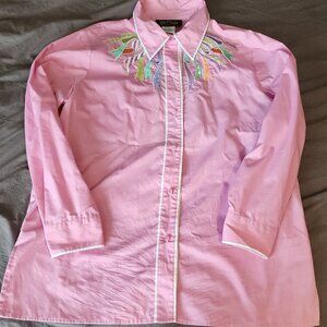 Bob Mackie Wearable Art Vintage Pink Button Down